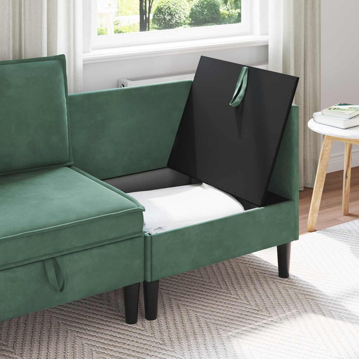 Sofa cu Depozitare Verde Mării Catifea - WALTI WALTI