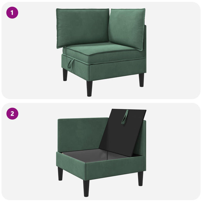Sofa cu Depozitare Verde Mării Catifea - WALTI WALTI