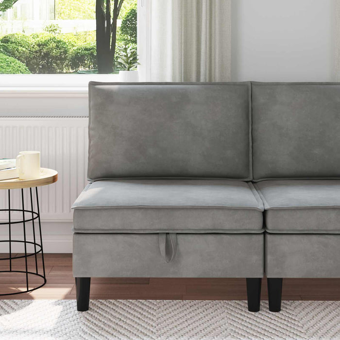 Sofa cu Depozitare Gri deschis Catifea - WALTI WALTI