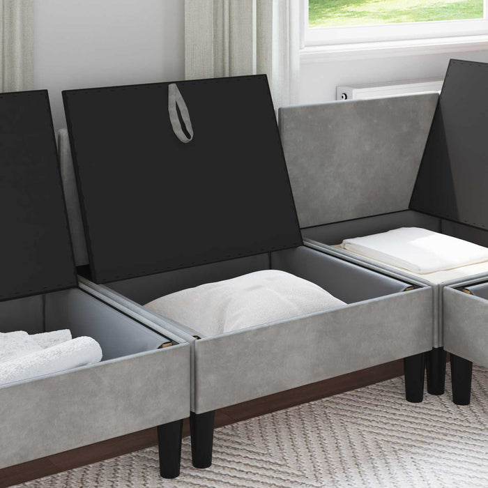 Sofa cu Depozitare Gri deschis Catifea - WALTI WALTI