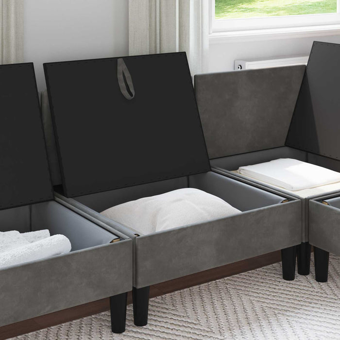 Sofa cu Depozitare Gri închis Catifea - WALTI WALTI