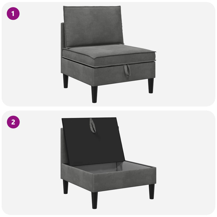 Sofa cu Depozitare Gri închis Catifea - WALTI WALTI
