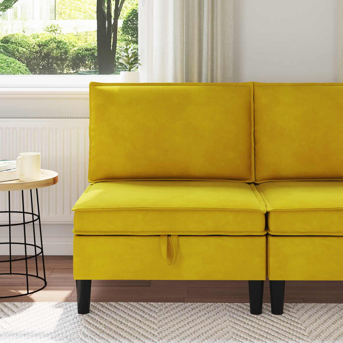 Sofa cu Depozitare Galben Catifea - WALTI WALTI