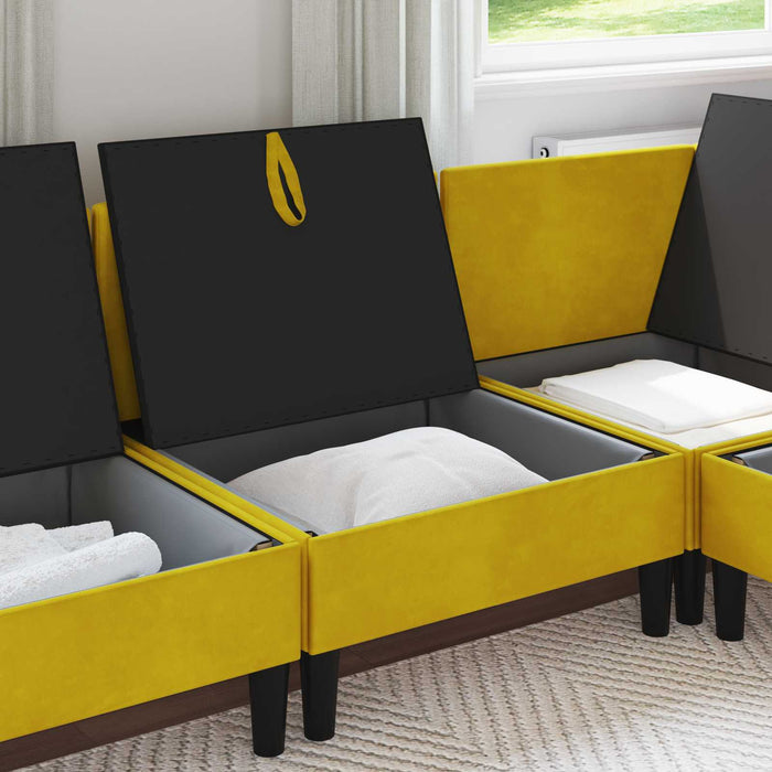 Sofa cu Depozitare Galben Catifea - WALTI WALTI