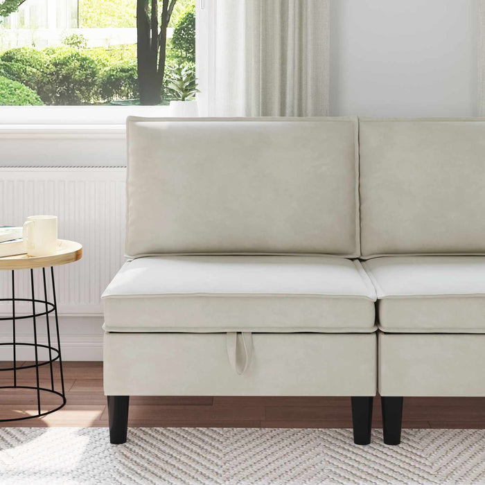Sofa cu Depozitare Crem Catifea - WALTI WALTI