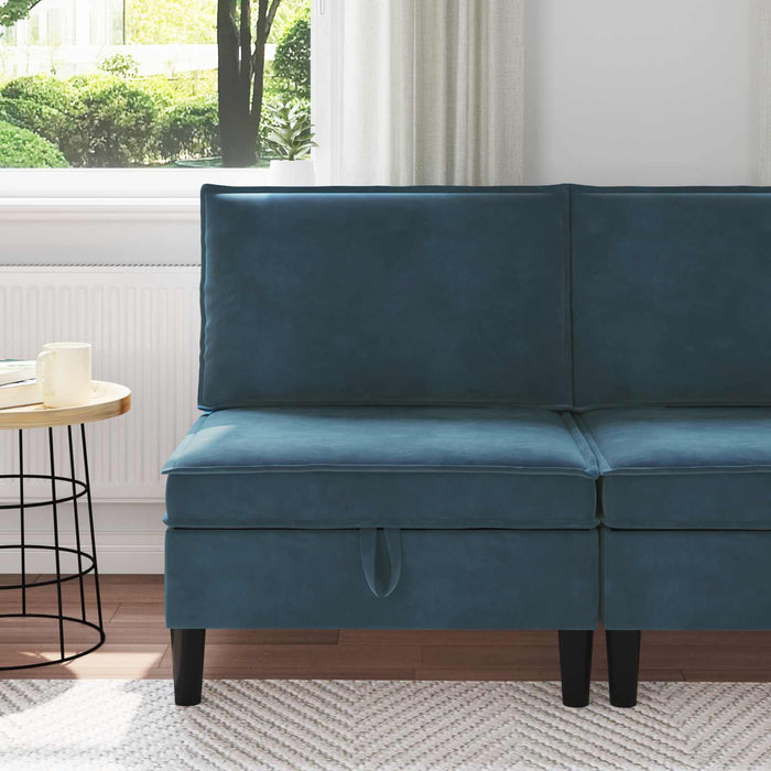 Sofa cu Depozitare albastru Catifea - WALTI WALTI