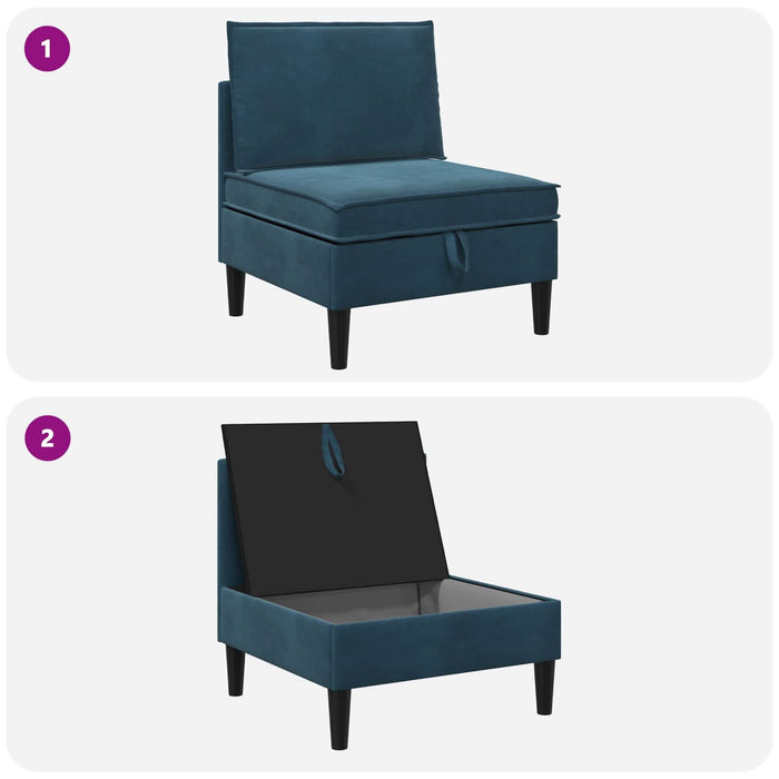 Sofa cu Depozitare albastru Catifea - WALTI WALTI