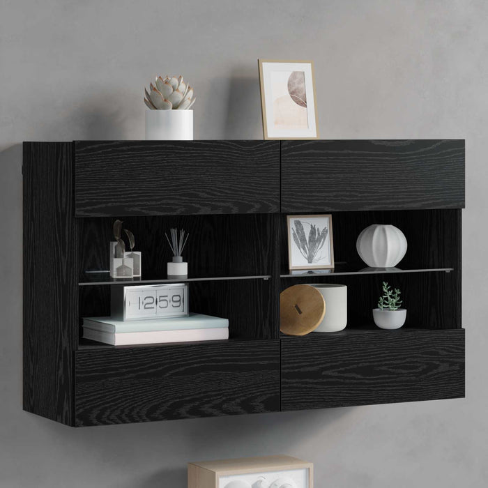 Dulap TV de perete Pe perete Stejar Negru 98,5 x 30 x 60,5 cm - WALTI WALTI