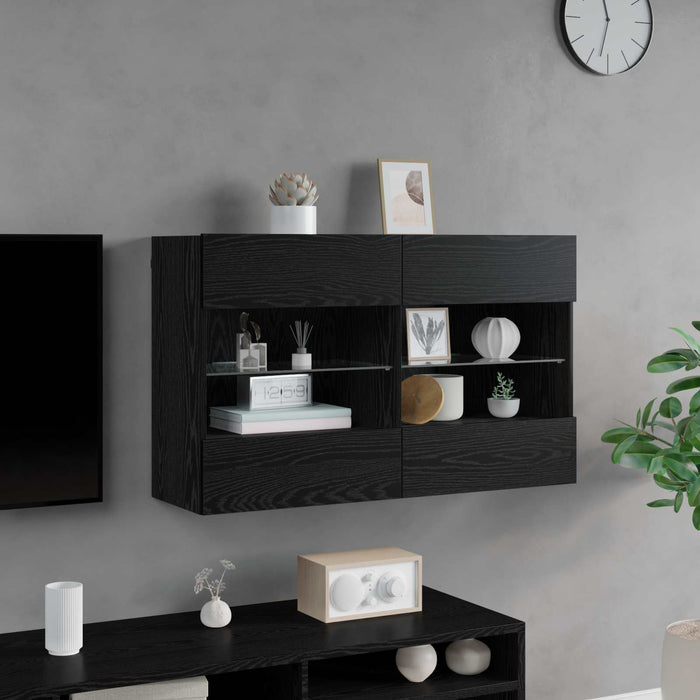 Dulap TV de perete Pe perete Stejar Negru 98,5 x 30 x 60,5 cm - WALTI WALTI