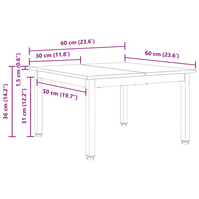 Masă de cafea natural 60 x 60 x 36 cm Lemn de pin masiv - WALTI WALTI