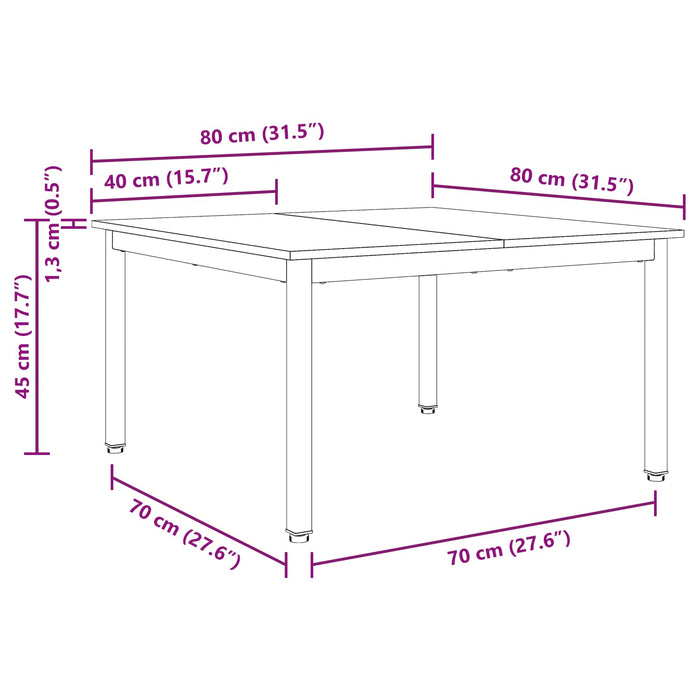 Masă de cafea natural 80 x 80 x 45 cm Lemn de pin masiv - WALTI WALTI
