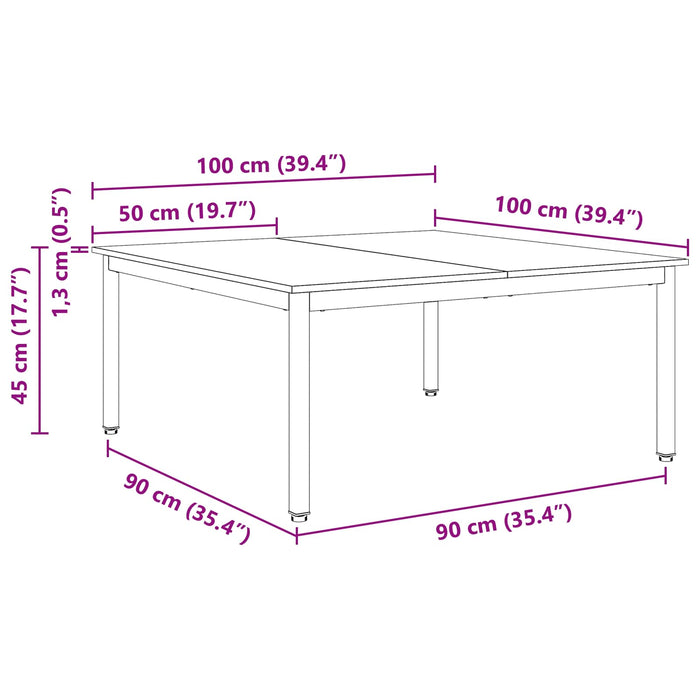 Masă de cafea Alb 100 x 100 x 45 cm Lemn de pin masiv WALTI