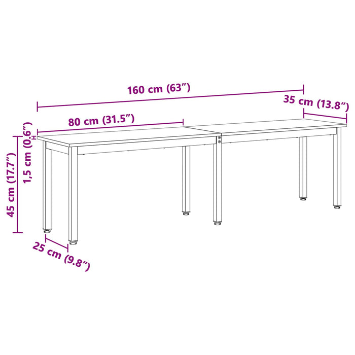 bancă natural 160 x 35 x 45 cm Lemn de pin masiv - WALTI WALTI