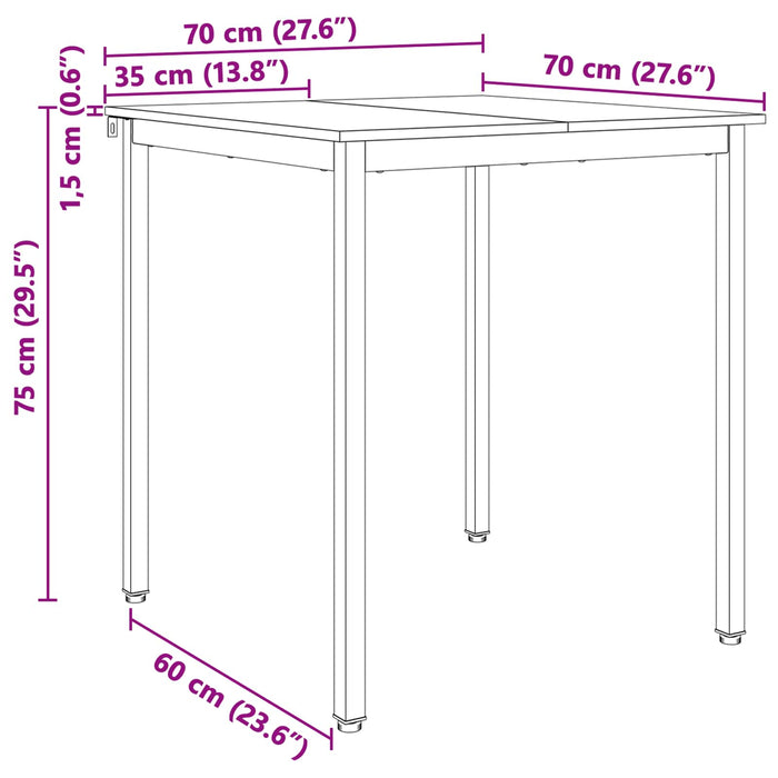 Masă de dining Alb 70 x 70 x 75 cm Lemn de pin masiv WALTI