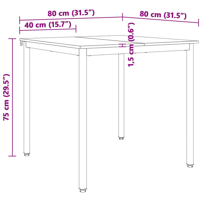 Masă de dining Alb 80 x 80 x 75 cm Lemn de pin masiv WALTI