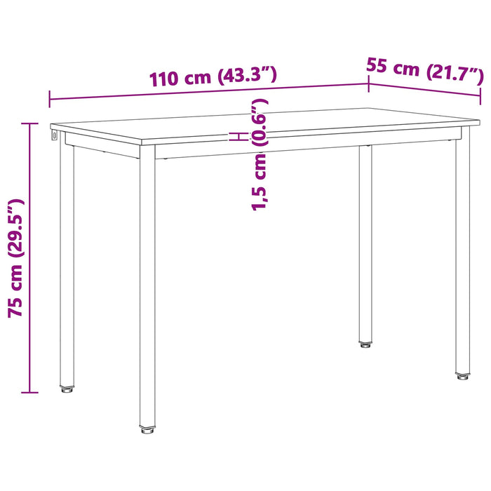 Masă de dining Alb 110 x 55 x 75 cm Lemn de pin masiv WALTI
