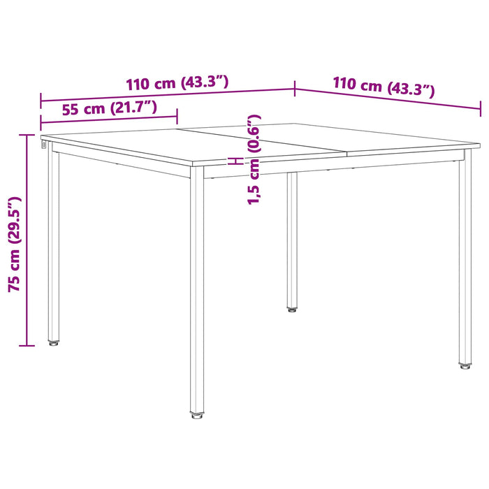 Masă de dining natural 110 x 110 x 75 cm Lemn de pin masiv - WALTI WALTI