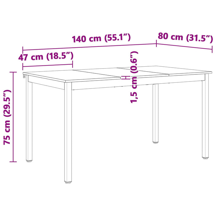 Masă de dining natural 140 x 80 x 75 cm Lemn de pin masiv - WALTI WALTI