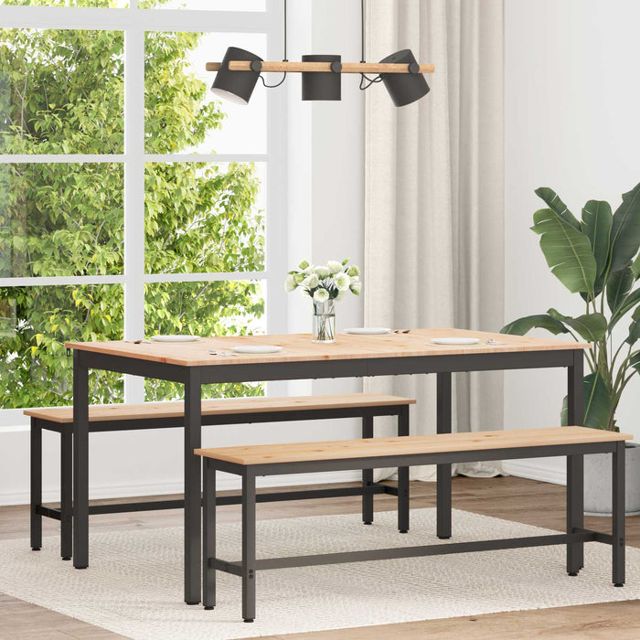 Masă de dining natural 150 x 90 x 75 cm Lemn de pin masiv - WALTI WALTI