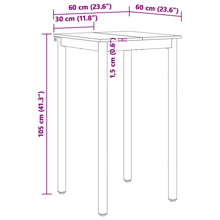 Masă de bar Alb 60 x 60 x 105 cm Lemn de pin masiv WALTI