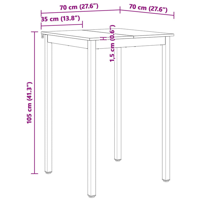 Masă de bar natural 110 x 55 x 105 cm Lemn de pin masiv - WALTI WALTI
