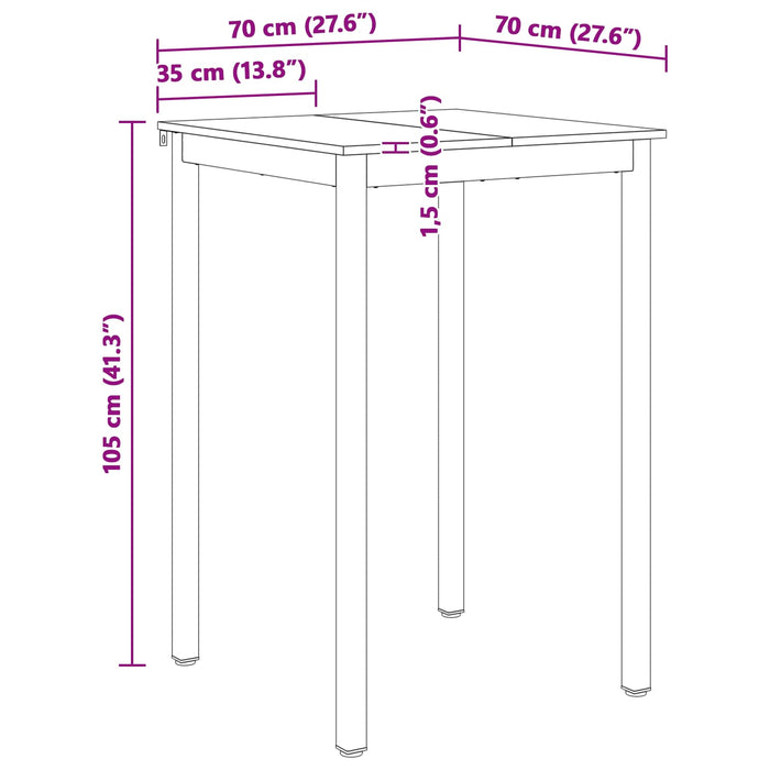 Masă de bar Alb 70 x 70 x 105 cm Lemn de pin masiv WALTI