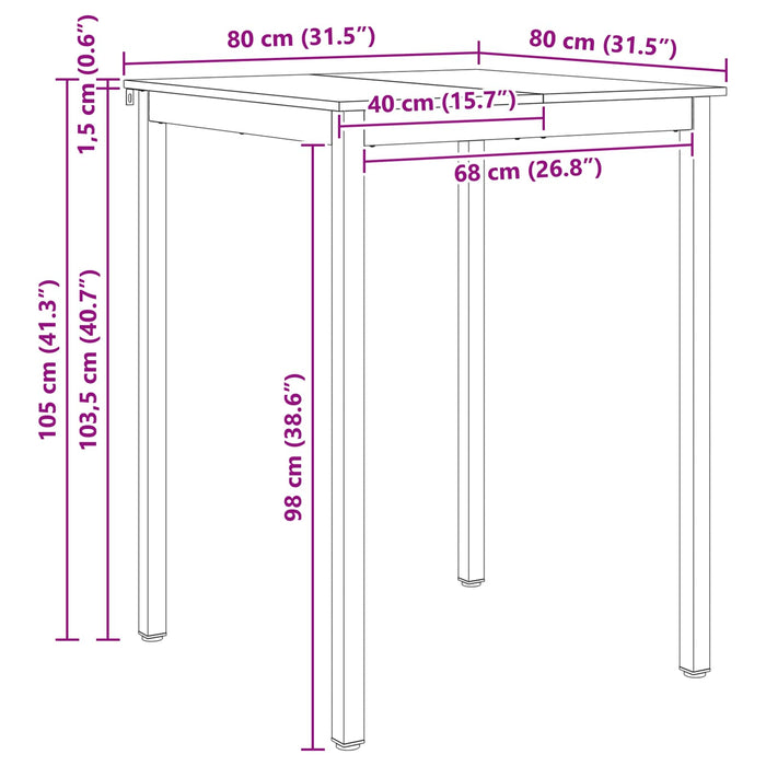 Masă de bar Alb 80 x 80 x 105 cm Lemn de pin masiv WALTI
