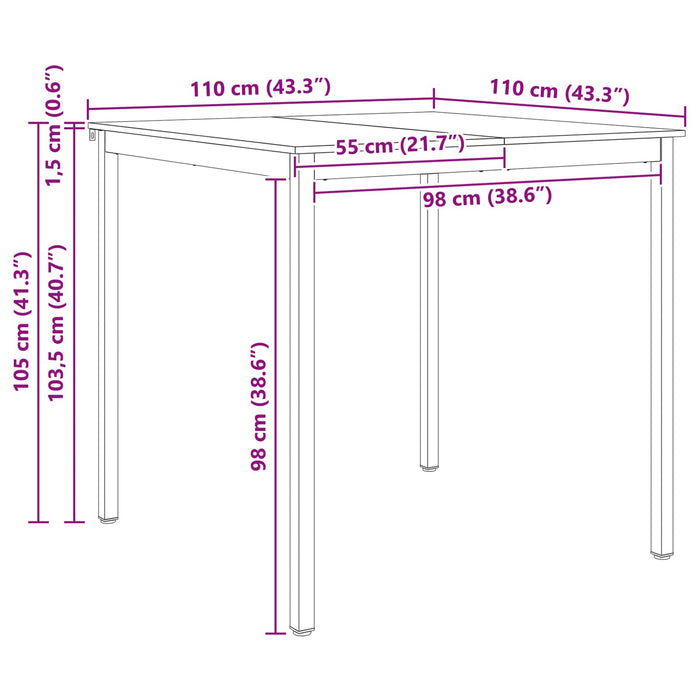 Masă de bar Alb 110 x 110 x 105 cm Lemn de pin masiv WALTI