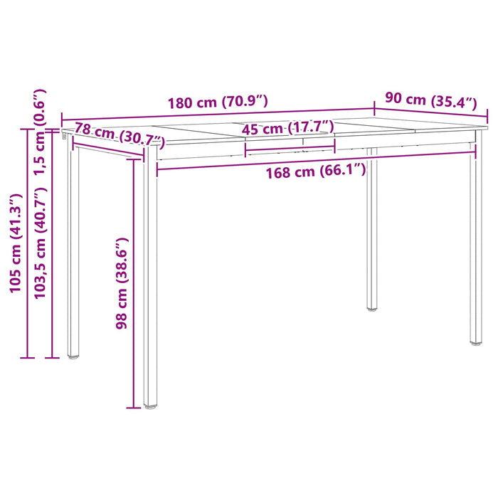 Masă de bar Alb 180 x 90 x 105 cm Lemn de pin masiv WALTI