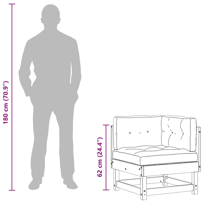 2 Bucată Sofa de colț pentru grădină Lemn masiv de pin - WALTI WALTI