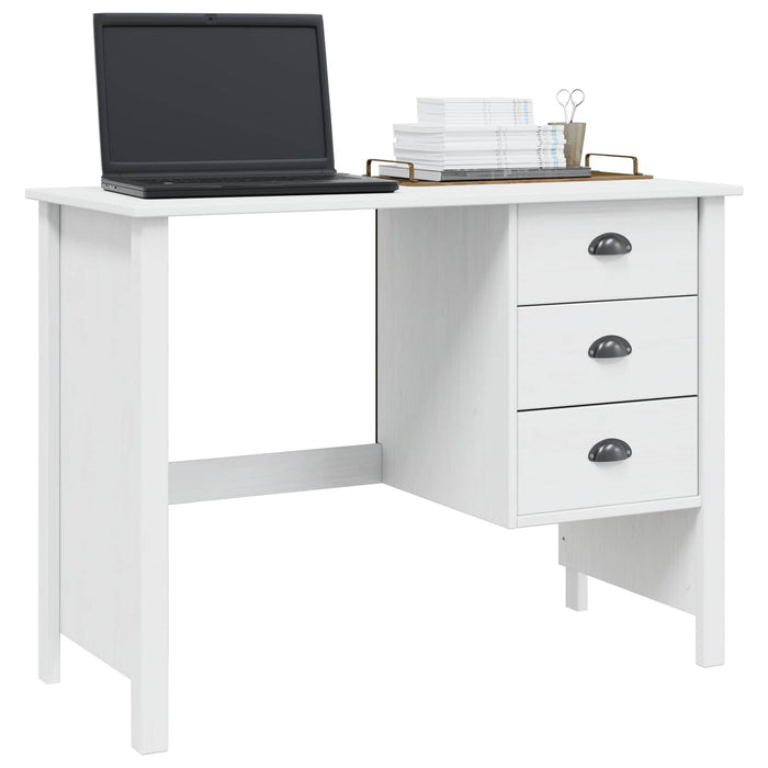 Birou cu Sertare Alb 100 x 45 x 74 cm Lemn de pin masiv - WALTI WALTI