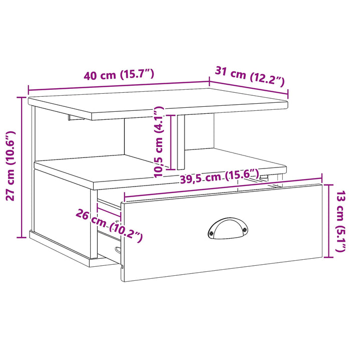 Dulap de noapte cu sertar Alb 40 x 31 x 27 cm Lemn de pin masiv - WALTI WALTI