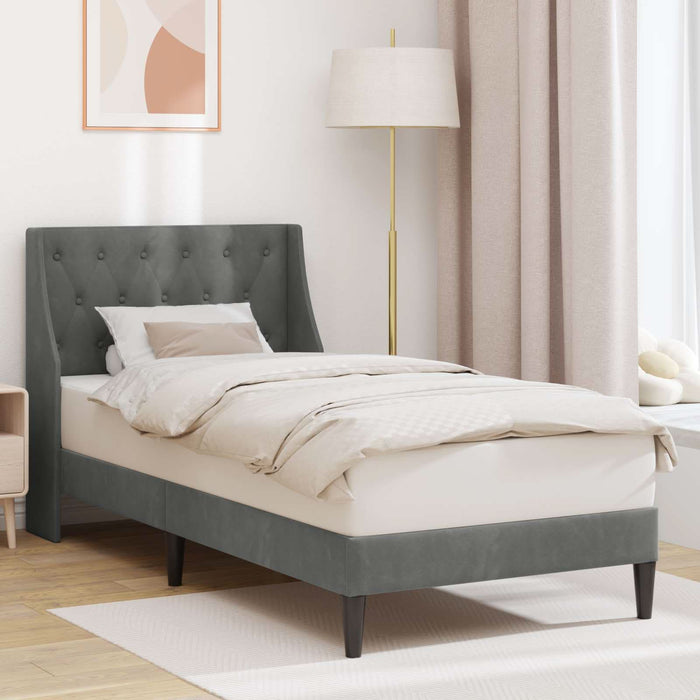 Cadru de pat cu headboard Gri închis 90 x 190 cm Catifea - WALTI WALTI