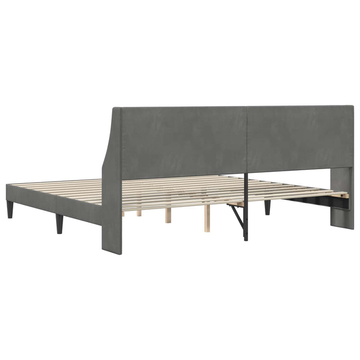 Cadru de pat cu headboard Gri închis 180 x 200 cm Catifea - WALTI WALTI