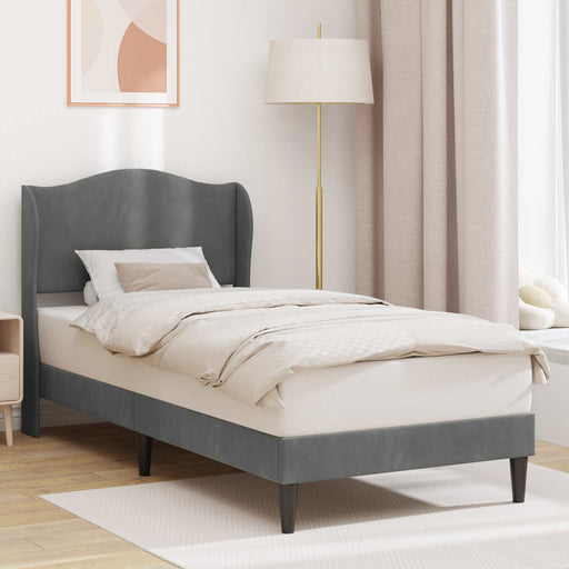 Cadru de pat cu headboard Gri închis 90 x 190 cm Catifea - WALTI WALTI