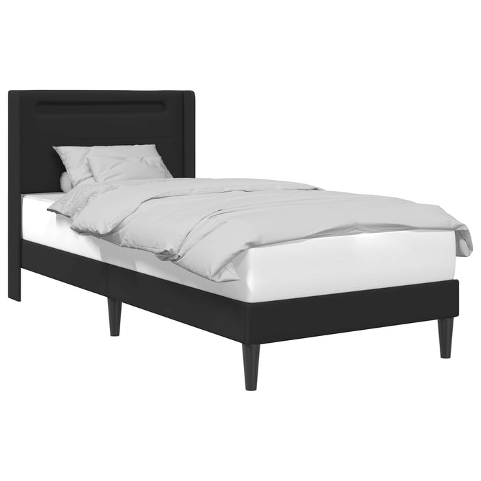 Cadru de pat cu benzi LED Negru 90 x 190 cm Piele artificială - WALTI WALTI