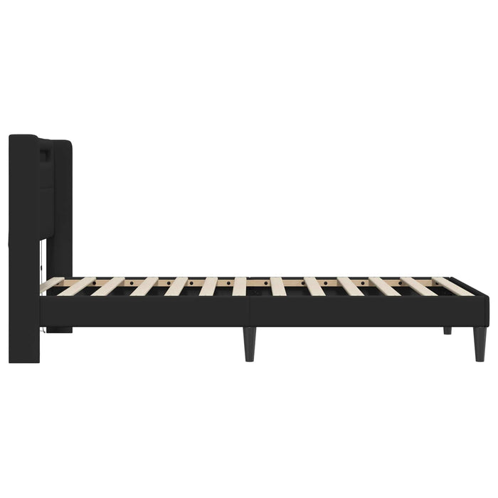 Cadru de pat cu benzi LED Negru 90 x 190 cm Piele artificială - WALTI WALTI