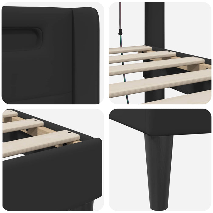 Cadru de pat cu benzi LED Negru 180 x 200 cm Piele artificială - WALTI WALTI