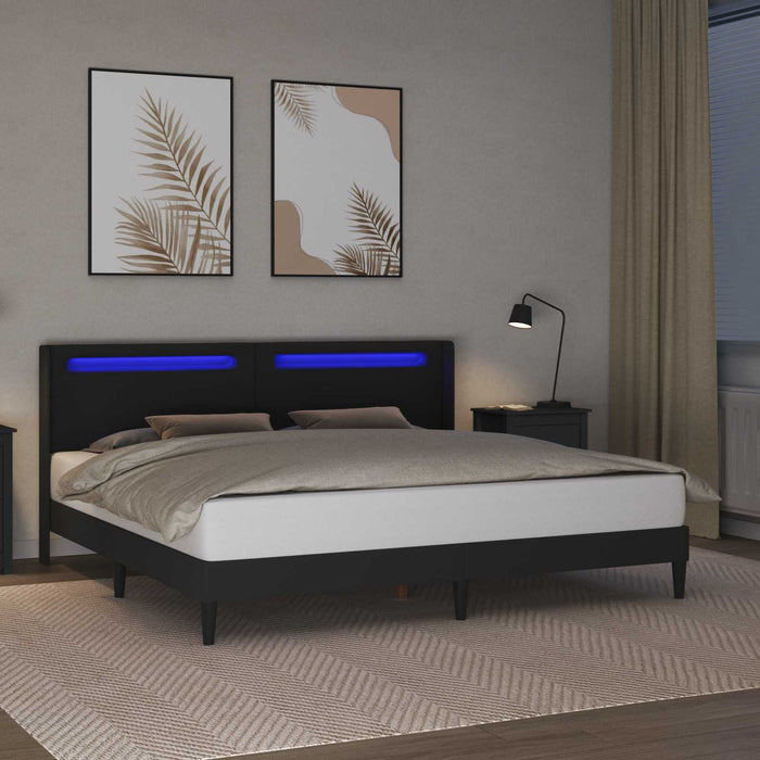 Cadru de pat cu benzi LED Negru 180 x 200 cm Piele artificială - WALTI WALTI