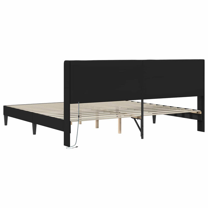 Cadru de pat cu benzi LED Negru 180 x 200 cm Piele artificială - WALTI WALTI
