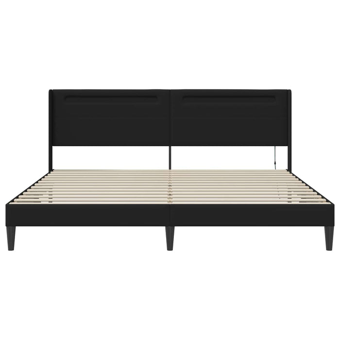 Cadru de pat cu benzi LED Negru 180 x 200 cm Piele artificială - WALTI WALTI