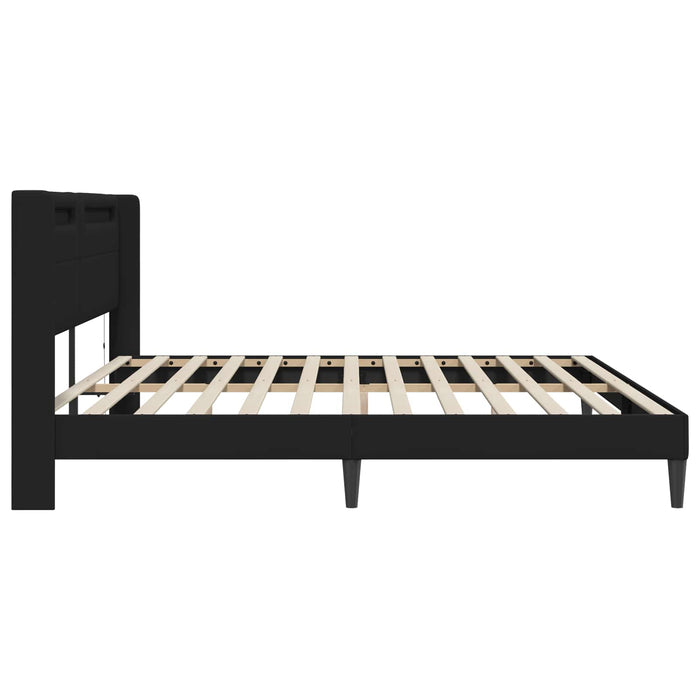 Cadru de pat cu benzi LED Negru 180 x 200 cm Piele artificială - WALTI WALTI