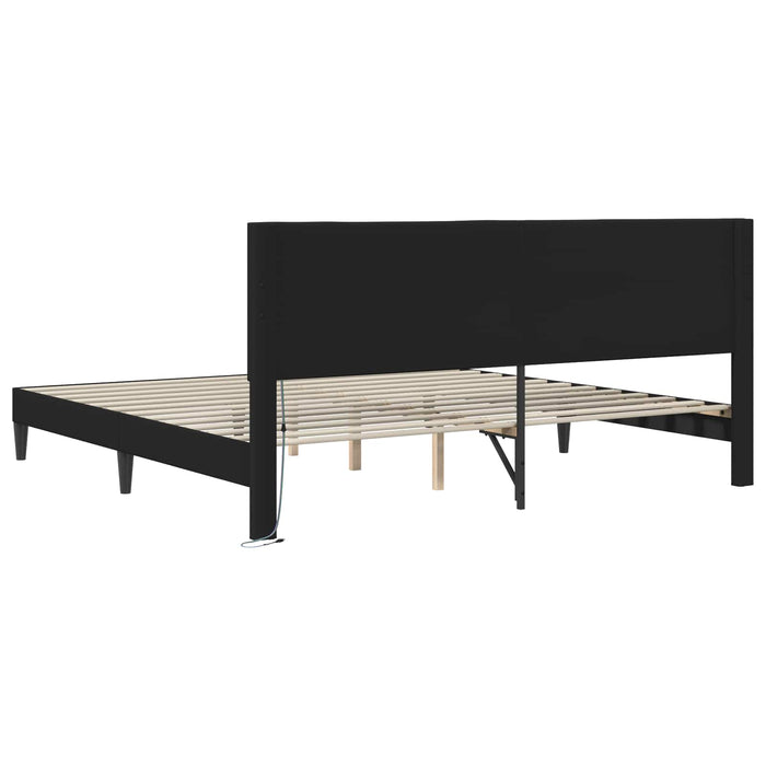 Cadru de pat Negru 180 x 200 cm Piele artificială WALTI
