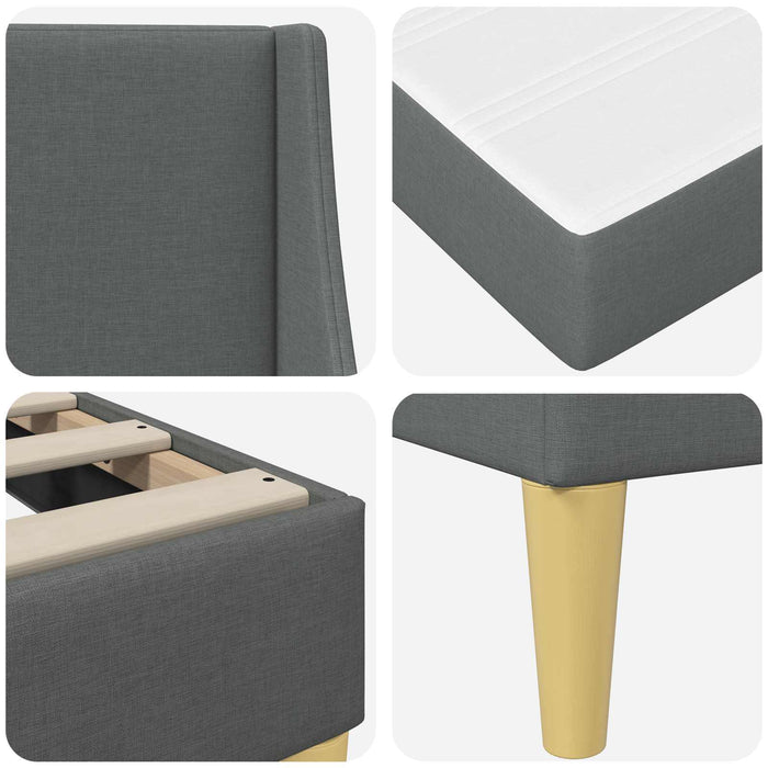 Cadru de pat cu saltea cu headboard Gri 90 x 190 cm Poliester - WALTI WALTI
