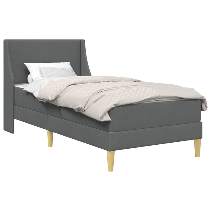 Cadru de pat cu saltea Simplu Gri închis 90 x 200 cm țesătură - WALTI WALTI