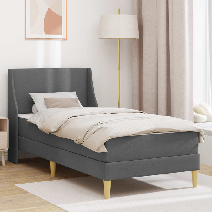 Cadru de pat cu saltea Simplu Gri închis 100 x 200 cm țesătură - WALTI WALTI
