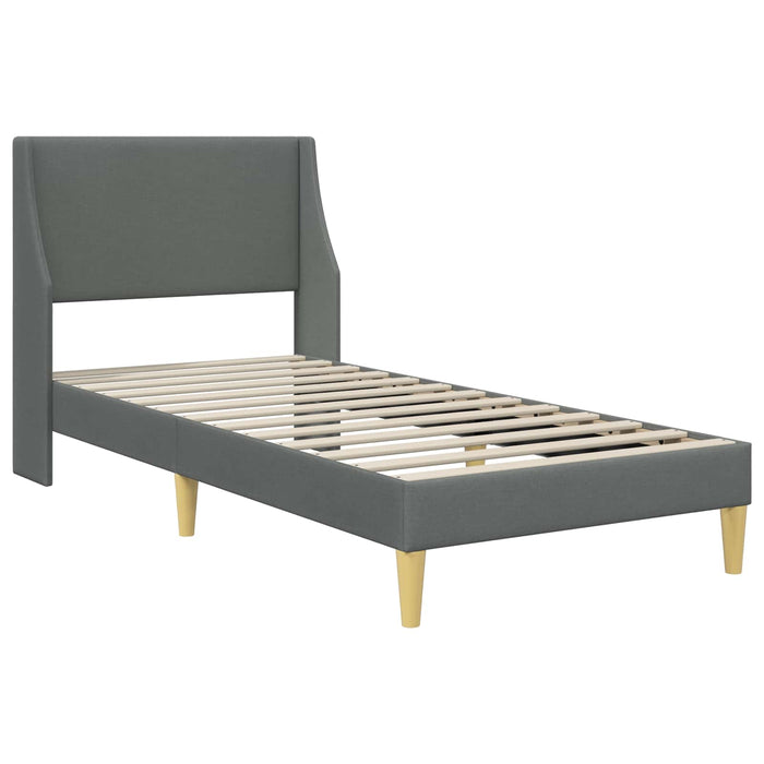 Cadru de pat cu saltea Simplu Gri închis 100 x 200 cm țesătură - WALTI WALTI