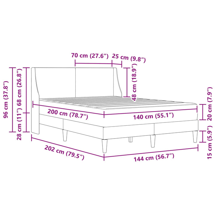 Cadru de pat cu saltea Gri deschis 140 x 200 cm Poliester - WALTI WALTI