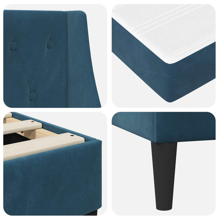 Cadru de pat cu saltea Pe perete 2 pcs albastru Catifea - WALTI WALTI