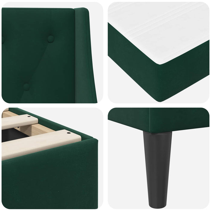 Cadru de pat cu saltea Pe perete 2 pcs Verde închis Catifea - WALTI WALTI